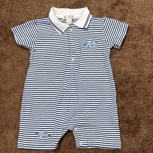 Kissy Kissy Nautical Striped Romper in Blue and White